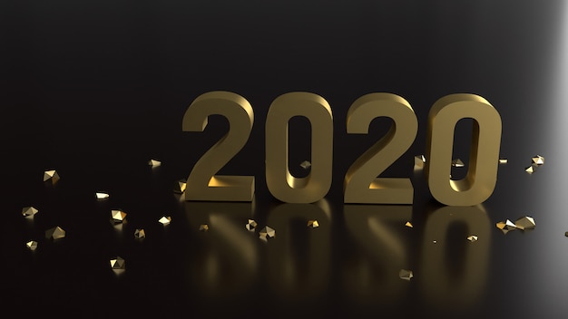 Número de ouro 2020 de renderização 3D para o ano novo