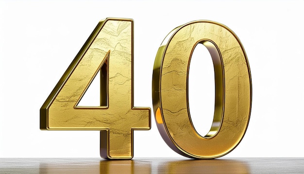 un número dorado 40 se muestra en una mesa