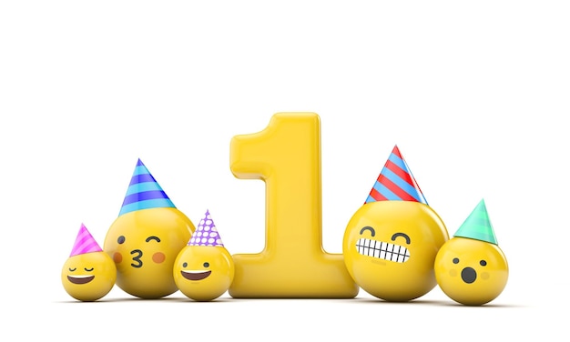 Número emoji fiesta de cumpleaños celebración d render