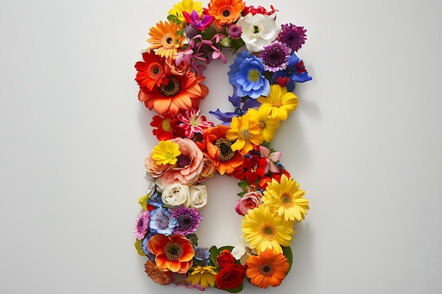 El número de flores coloridas en un fondo blanco Concepto Artes visuales Fotografía Naturaleza Teoría del color Vida muerta