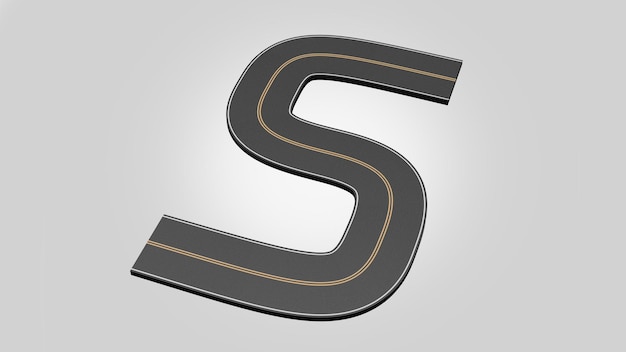 Número flotante de carretera 3D diseño de manipulación de imágenes de carreteras y tierras concepto de autopista recorrido de velocidad