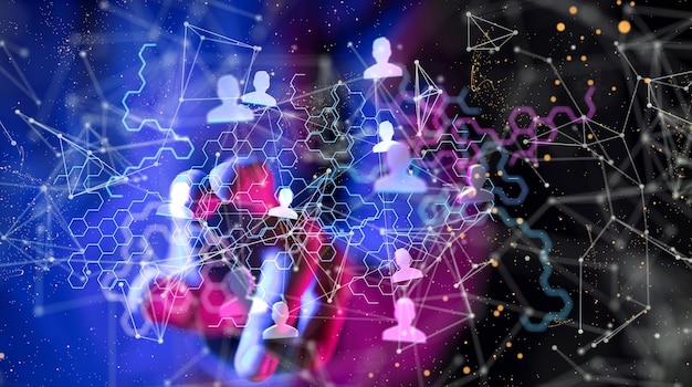 Número de íconos de perfil humano digital un concepto de comunicación y creación de redes