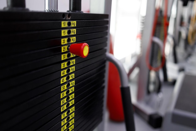Número de kilogramos dentro de una máquina de gimnasio