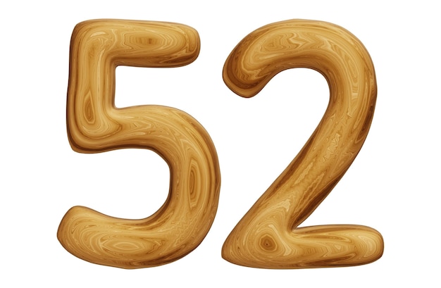 Número de madera 52 para educación matemática y concepto de negocios