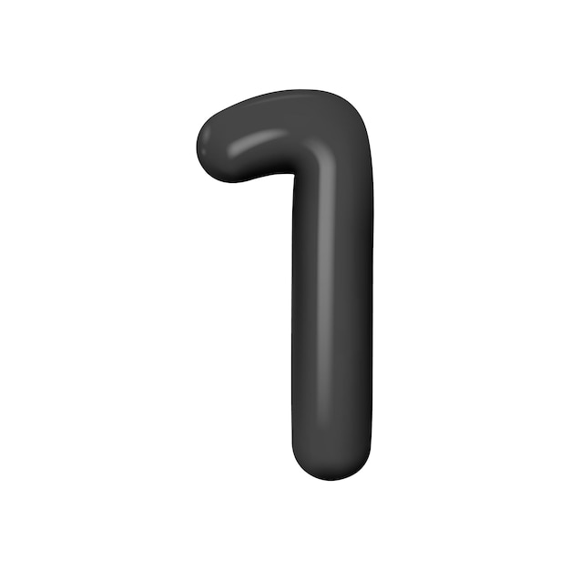 Número negro 3D 1 Número de plástico realista negro con resaltes Ilustración vectorial