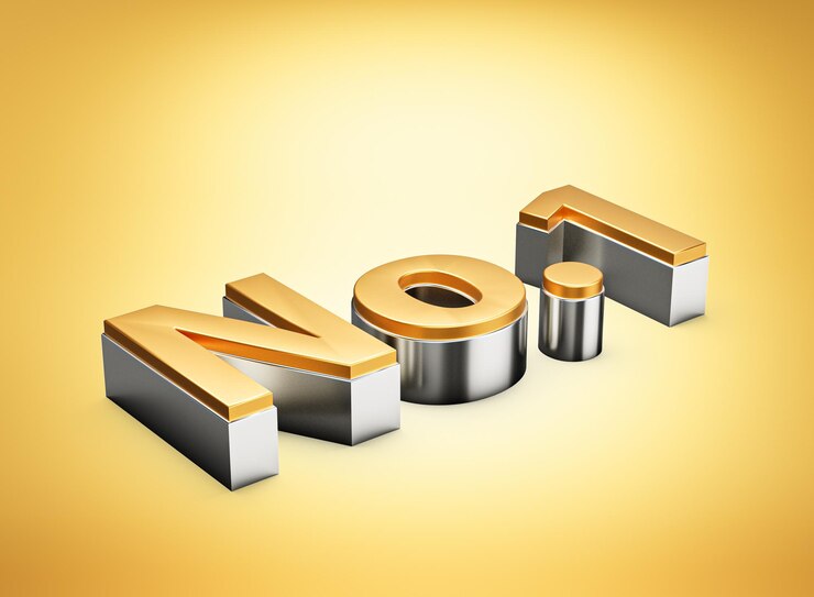 Foto número uno número uno texto elaborado en diseño plateado y dorado con acabado metálico radiante ilustración 3d