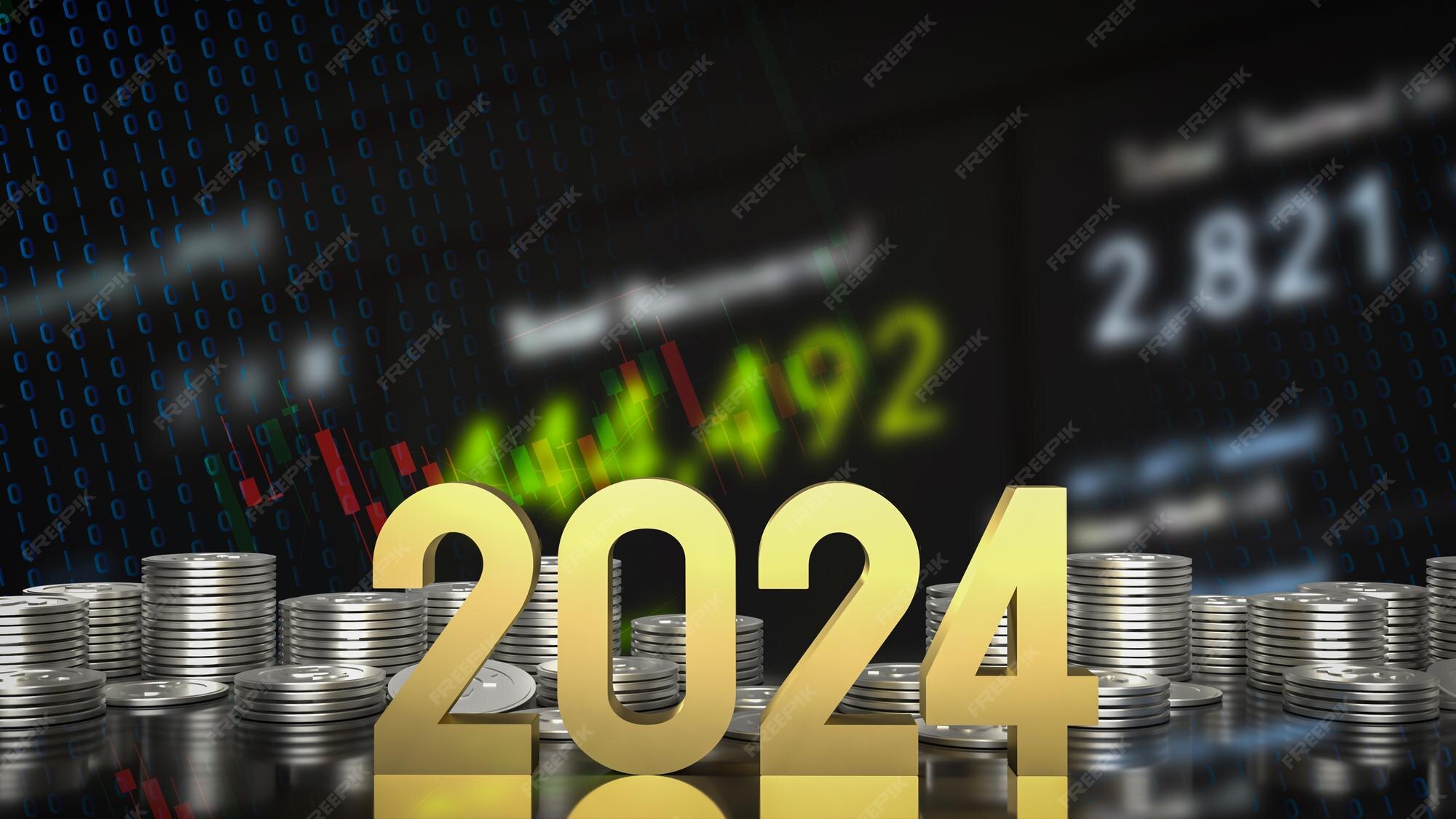 El número de oro 2024 para la representación 3d del concepto de año