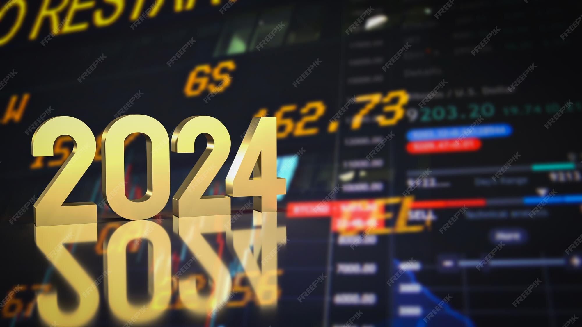 El número de oro 2024 para la representación 3d del concepto de año