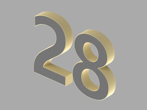 Número de oro dígito 3d ilustración uno dos tres