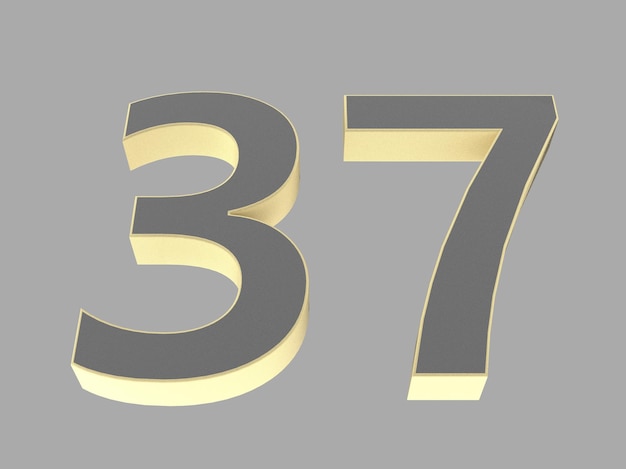 Número de oro dígito 3d ilustración uno dos tres