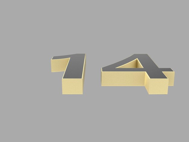 Número de oro dígito 3d ilustración uno dos tres