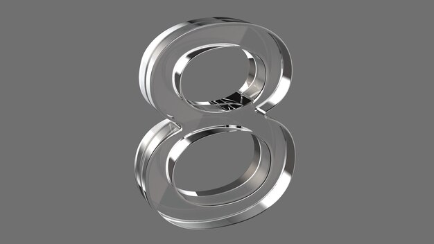 número, oro, plata, cristal, cristal, aniversario, 3d, render, ilustración