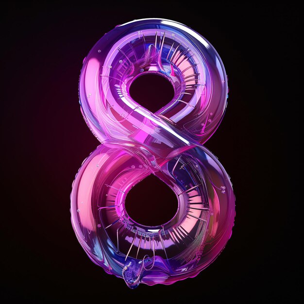 un número púrpura 6 con un número pórpura y rosa 6 en el medio 3d renderización número fuente 8 cuenta atrás