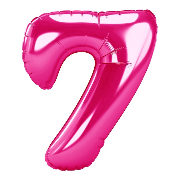Número siete png rosado globo 3D fondo transparente