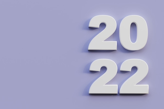 Números 2022 en un banner de fondo claro Feliz año nuevo 2022 render 3d