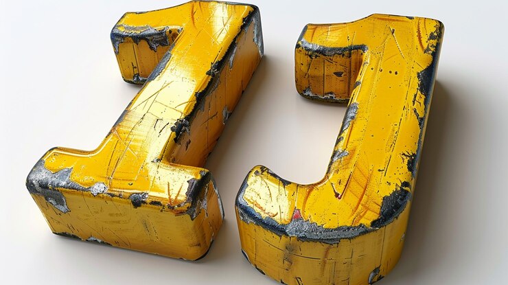 Foto números amarillos oxidados 11 renderizado en 3d