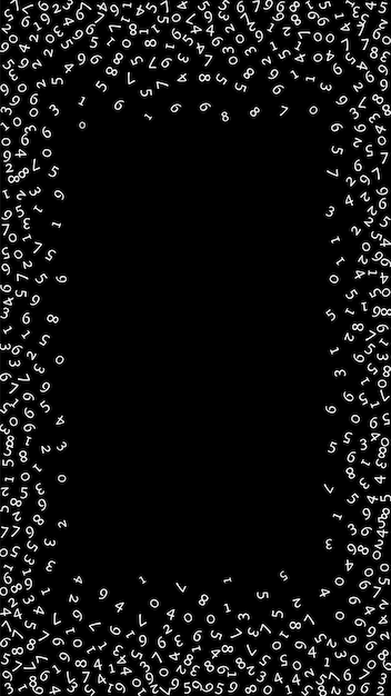Números de caída concepto de big data binario blanco dígitos voladores aleatorios notable pancarta futurista en fondo negro ilustración vectorial digital con números de caída