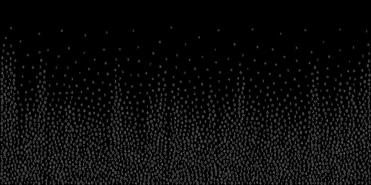 Foto números en caída concepto de big data dígitos voladores blancos binarios