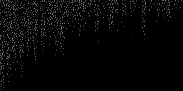 Foto números en caída concepto de big data dígitos voladores blancos binarios