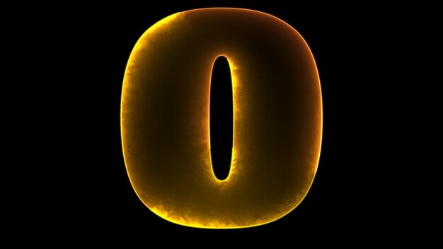 Foto números de looping brilhantes 0 fundo preto com efeito de néon