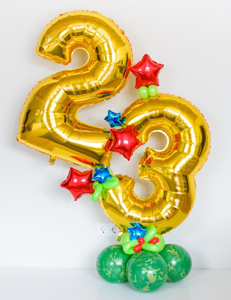 Foto números dorados 23 de globos regalo para aniversario de 23 años para una mujer o un hombre