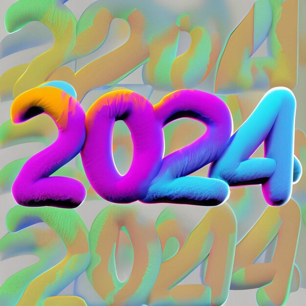 Foto números dourados 2024 em perspectiva figuras volumétricas ano novo