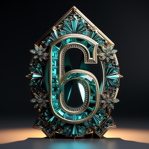 Números y letras elegantes en 3D en materiales lujosos y costosos para decoración de alta gama