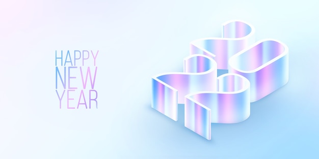 Números multicoloridos 2022 em um fundo claro. Feliz Ano Novo. Design moderno, modelo, cabeçalho para o site, cartaz, cartão de ano novo, folheto. Ilustração 3D, renderização em 3D.