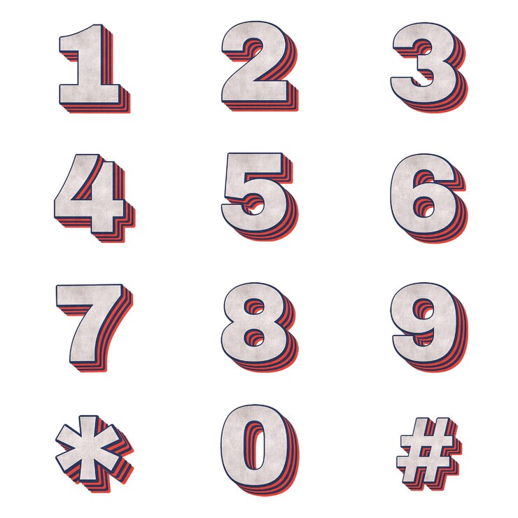 Foto números png tipografía retro imprimible