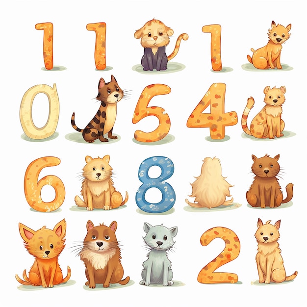Foto números renderizados en 3d numérico para aprendizaje de jóvenes estilo de dibujo de criaturas de animación en fondo blanco