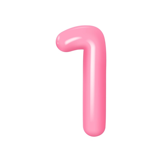 Números rosados de plástico 3d 1 con resaltos Figura de representación de volumen realista Ilustración vectorial