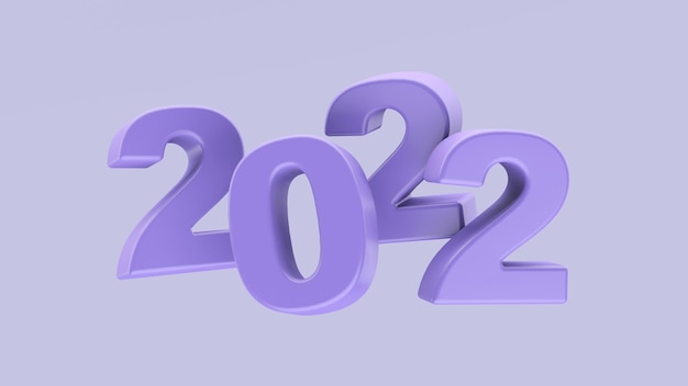 Números violetas 2022. Tipografia. Ilustração abstrata, renderização 3d.