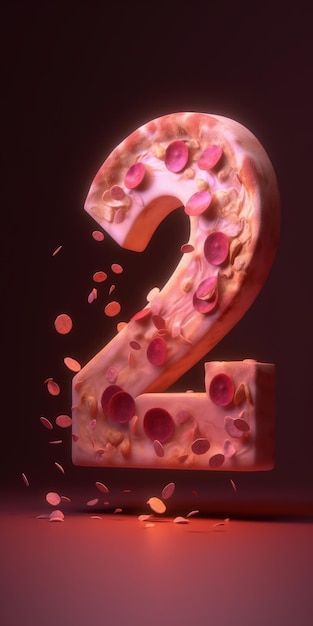 Nummer 2-Typografie mit generativer KI im Pink-Pizza-Stil