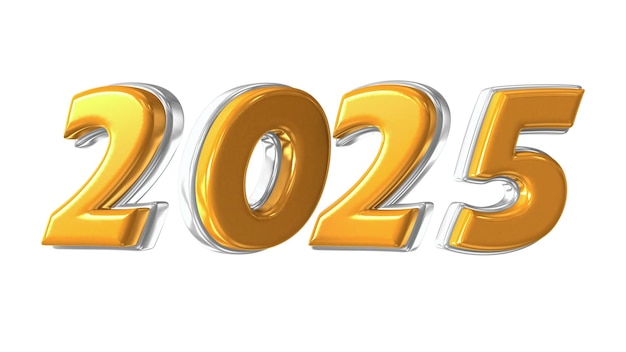 Nummer 2025 Neujahr Gold 3D