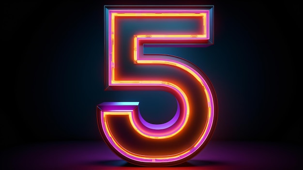 Nummer 5 Alphabet Neon-Retro