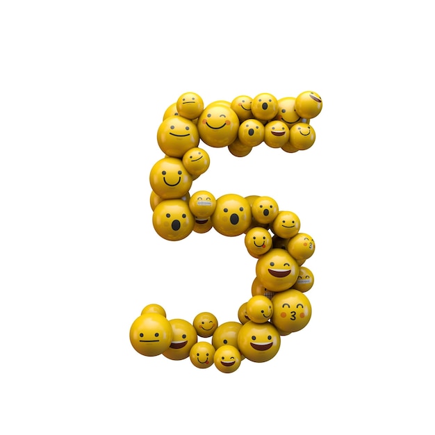 Nummer 5 Emoji-Schriftart 3D-Rendering