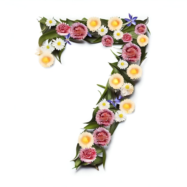 Nummer 7 ist mit Blumen auf dem unteren generativen Ai dargestellt
