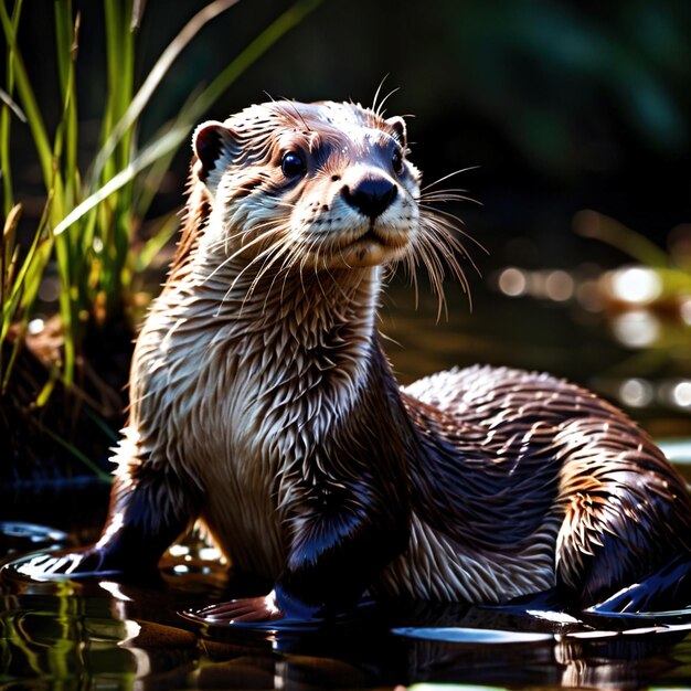 Foto la nutria es un animal silvestre que vive en la naturaleza y forma parte del ecosistema.