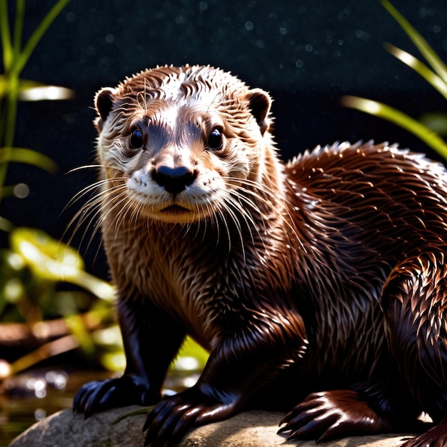 Foto la nutria es un animal silvestre que vive en la naturaleza y forma parte del ecosistema.