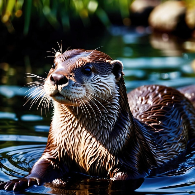 Foto la nutria es un animal silvestre que vive en la naturaleza y forma parte del ecosistema.