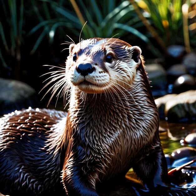 Foto la nutria es un animal silvestre que vive en la naturaleza y forma parte del ecosistema.