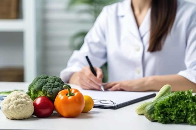 Nutricionista femenina en su lugar de trabajo Generado por IA