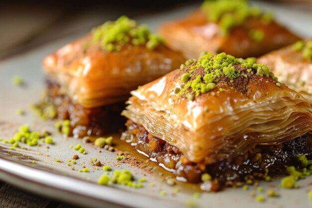 Nutty Baklava arabisches Dessert Nahaufnahme Generate Ai