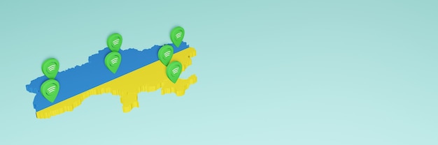 Nutzung von Social Media und Spotify in der Ukraine für Infografiken im 3D-Rendering