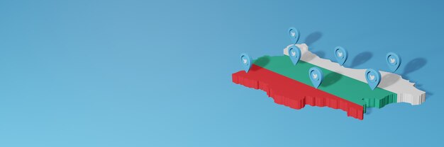 Nutzung von Social Media und Twitter in Bulgarien für Infografiken im 3D-Rendering