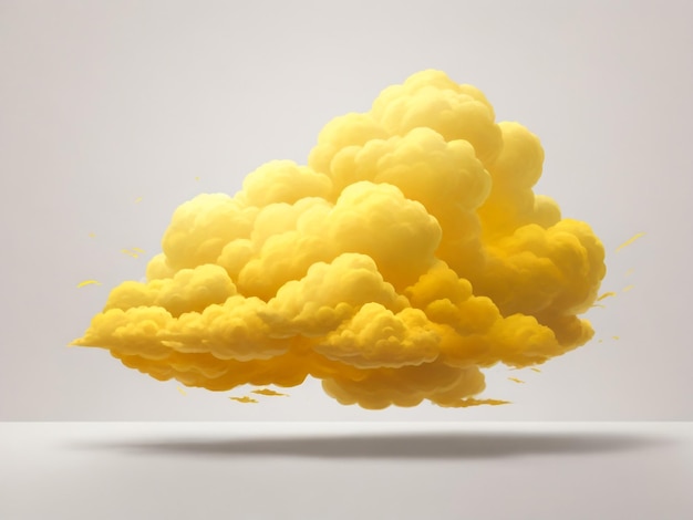 Nuvem amarela isolada em fundo branco nuvem amarela única