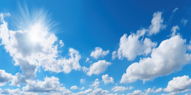 Nuvem cumulus fofa com céu azul