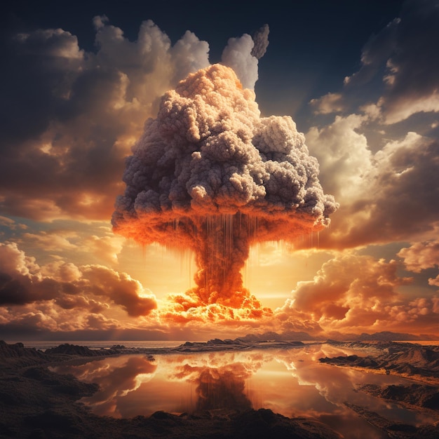 Nuvem de cogumelos da explosão da bomba nuclear