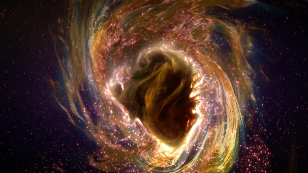 Nuvem de nebulosa de partículas espaciais hipnóticas Ilustração 3D do conceito de galáxia de fantasia e aglomerado estelar