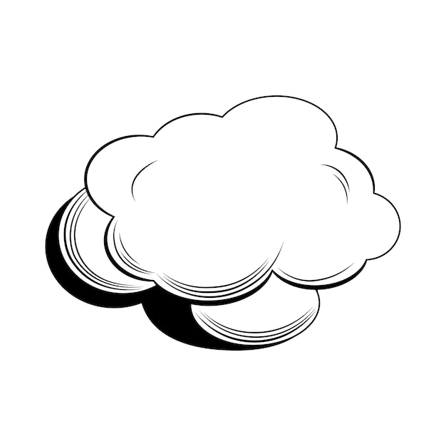 Foto nuvem de quadrinhos de linha preta esta ilustração de contorno preto retrata uma nuvem fofa